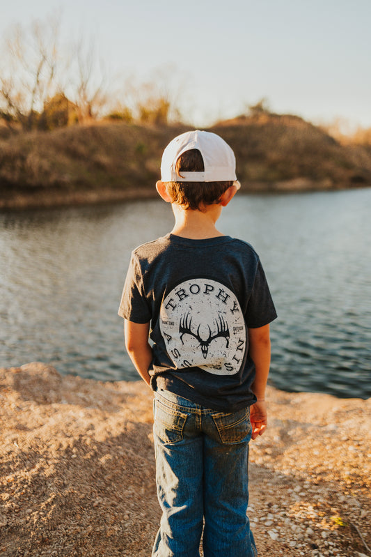 Youth Tee Heather Dark Blue Circle Logo