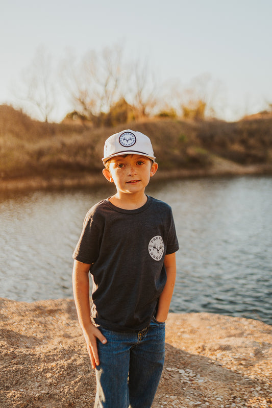 Youth Tee Heather Dark Blue Circle Logo