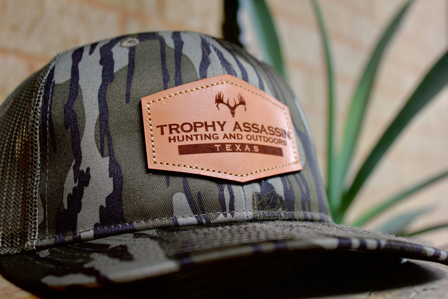 Bottomland Camo Leather Patch Cap